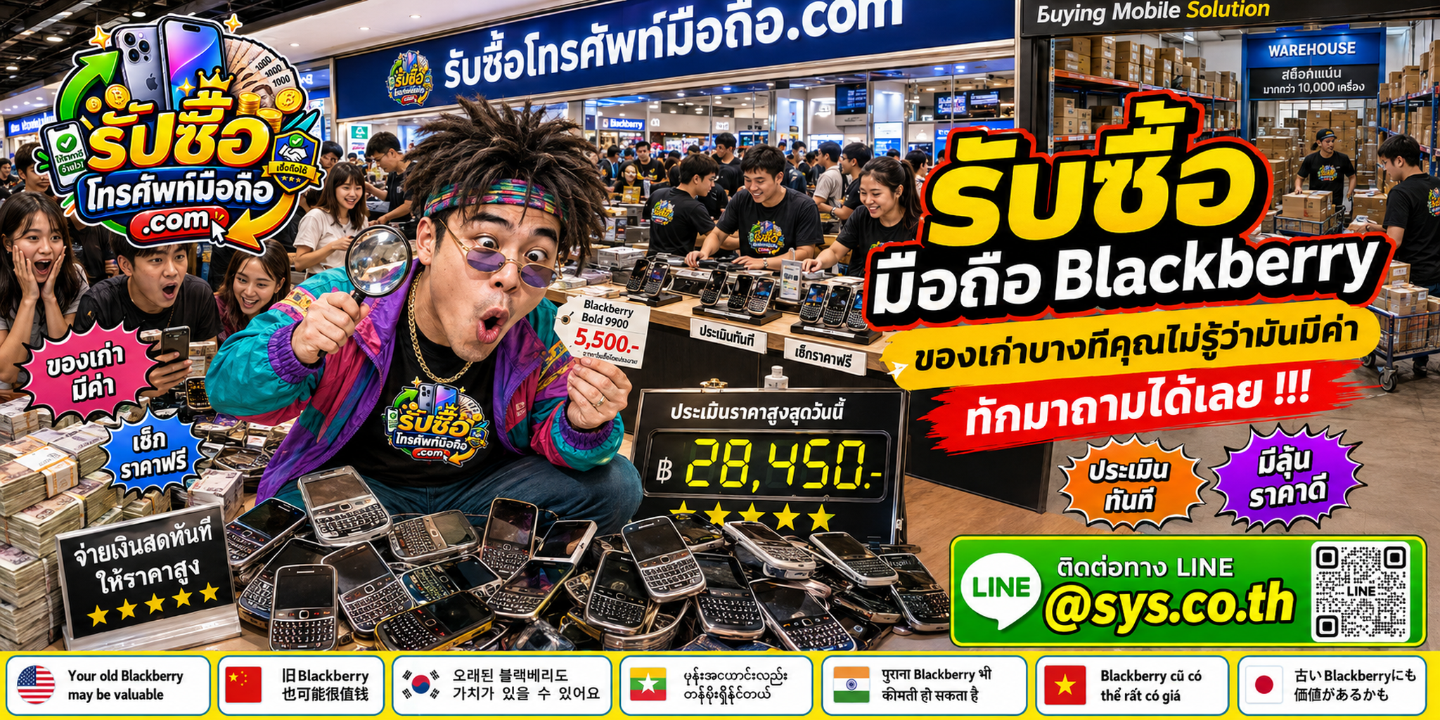 บรรยากาศโกดังรับซื้อ BlackBerry มือสองและทีมงานตรวจประเมินเครื่อง