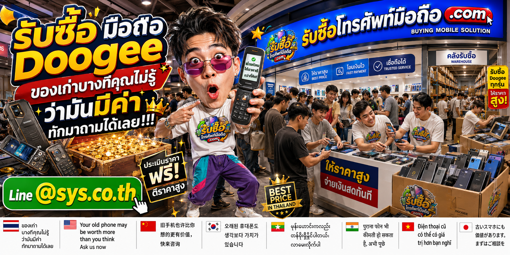 บรรยากาศทีมงานรับซื้อและตรวจประเมินมือถือ Doogee ในโกดังไอที