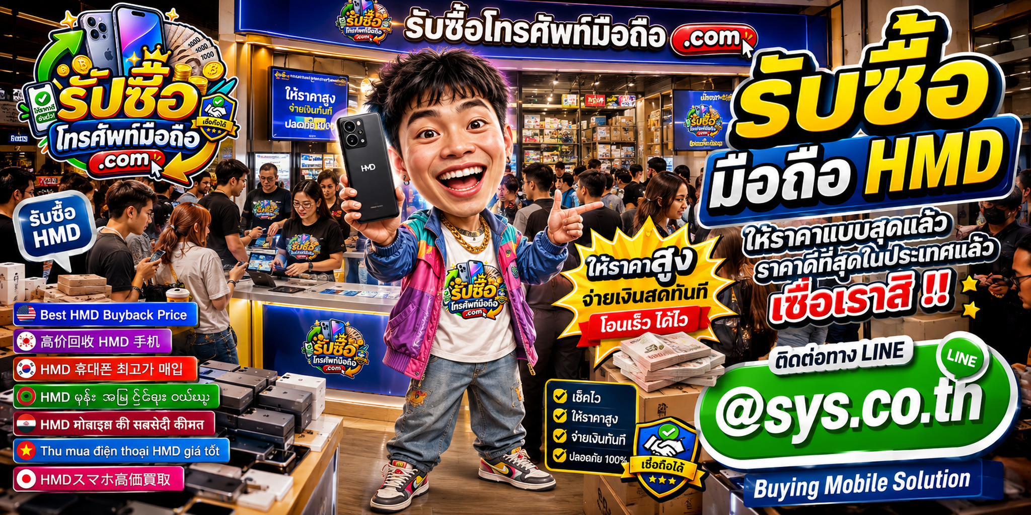 ภาพโปรโมตบริการรับซื้อ มือถือ HMD โดย รับซื้อโทรศัพท์มือถือ.com ติดต่อ LINE @sys.co.th