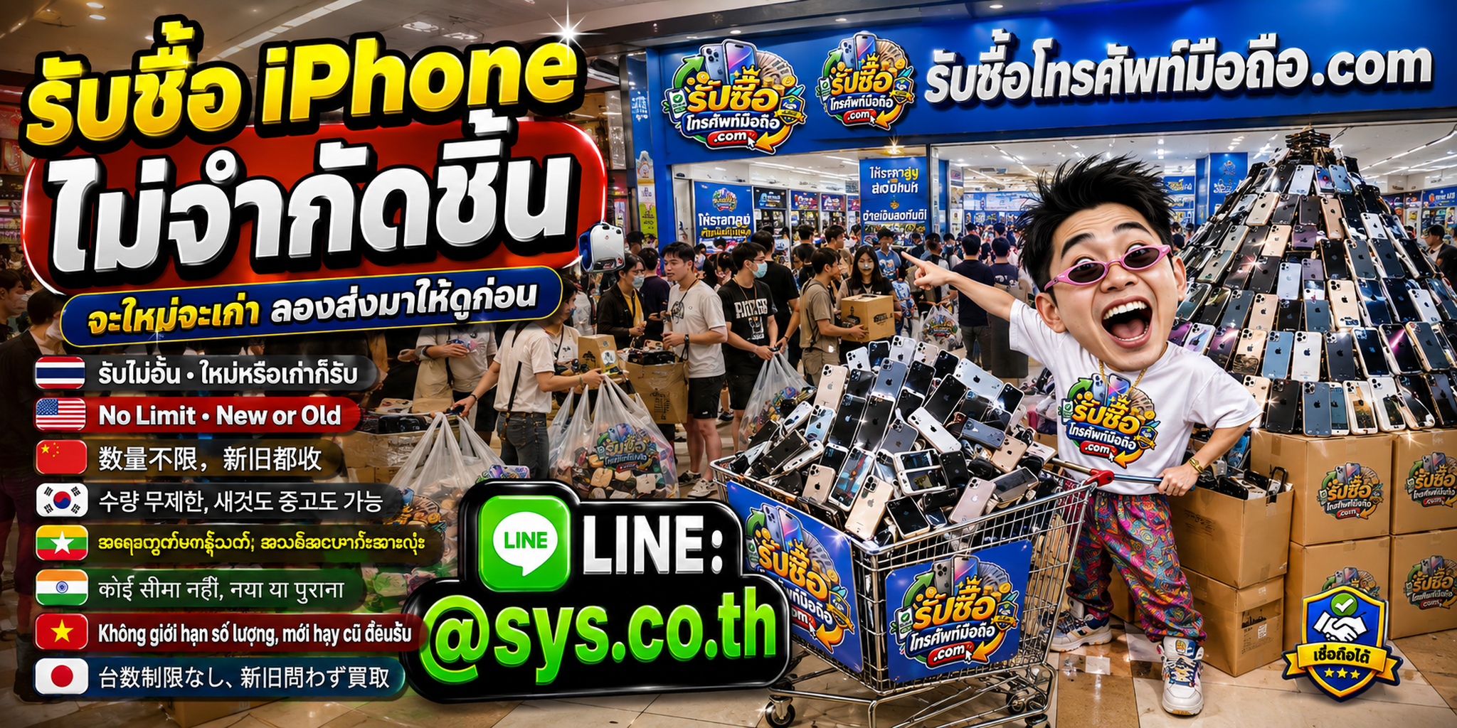รับซื้อ iPhone มือสองและ iPhone เก่า ประเมินตามสภาพจริง ติดต่อ LINE @sys.co.th