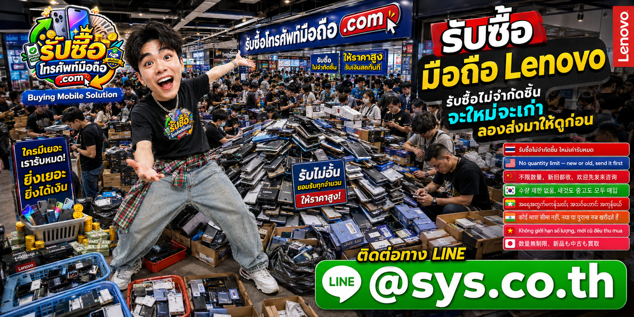 รับซื้อมือถือ Lenovo หลายรุ่น หลายสภาพ ประเมินไวและติดต่อ LINE @sys.co.th
