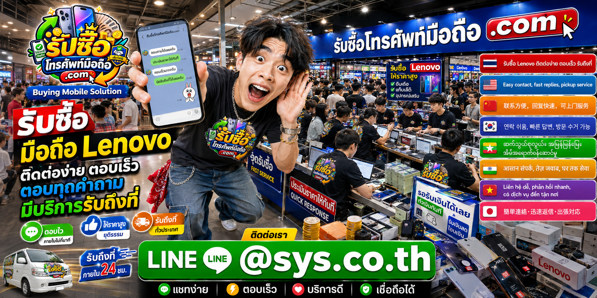 ติดต่อรับซื้อมือถือ Lenovo ผ่าน LINE @sys.co.th ตอบไวและสอบถามบริการถึงที่ได้