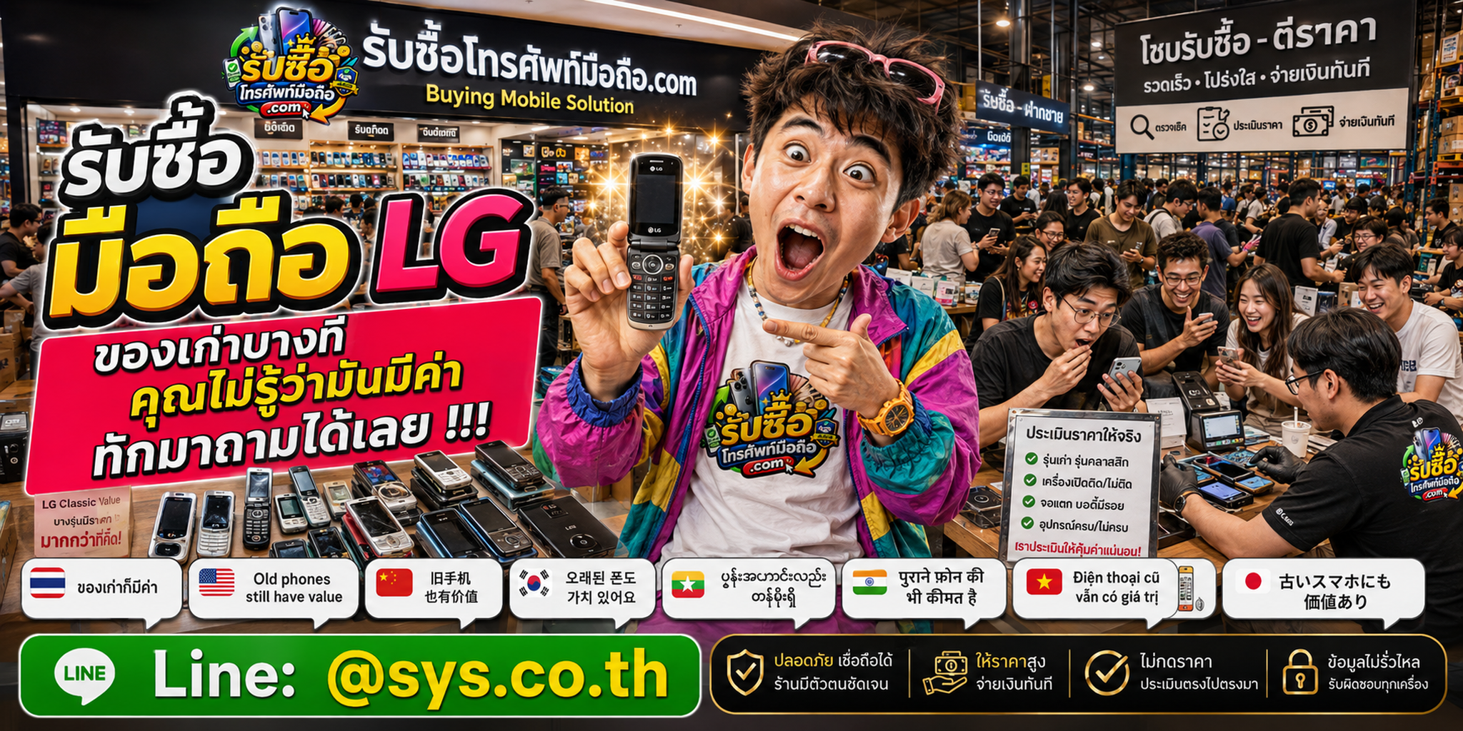 บรรยากาศจุดรับซื้อโทรศัพท์มือถือ LG และทีมงานตรวจประเมินเครื่องมือสอง