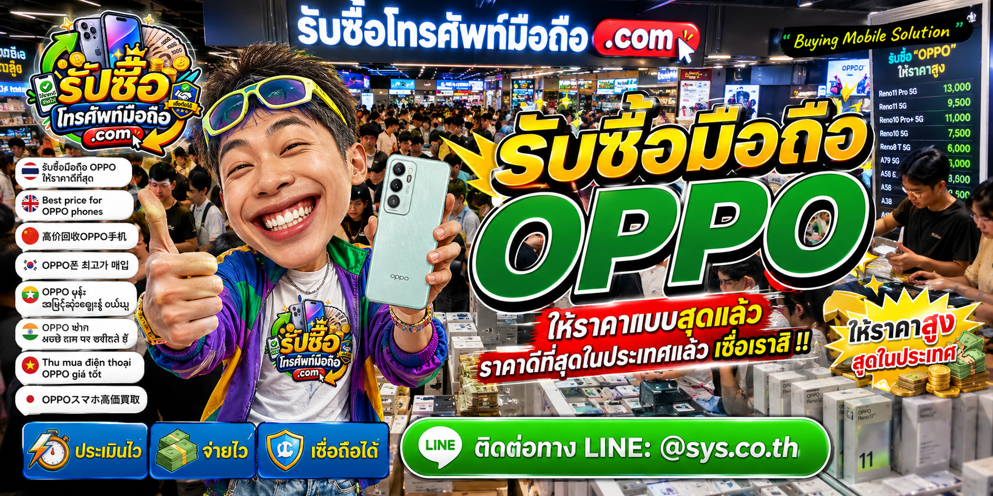 รับซื้อมือถือ OPPO โดย รับซื้อโทรศัพท์มือถือ.com พร้อม LINE @sys.co.th