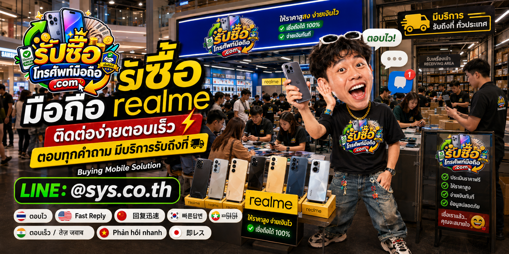 ติดต่อรับซื้อมือถือ realme ผ่าน LINE @sys.co.th