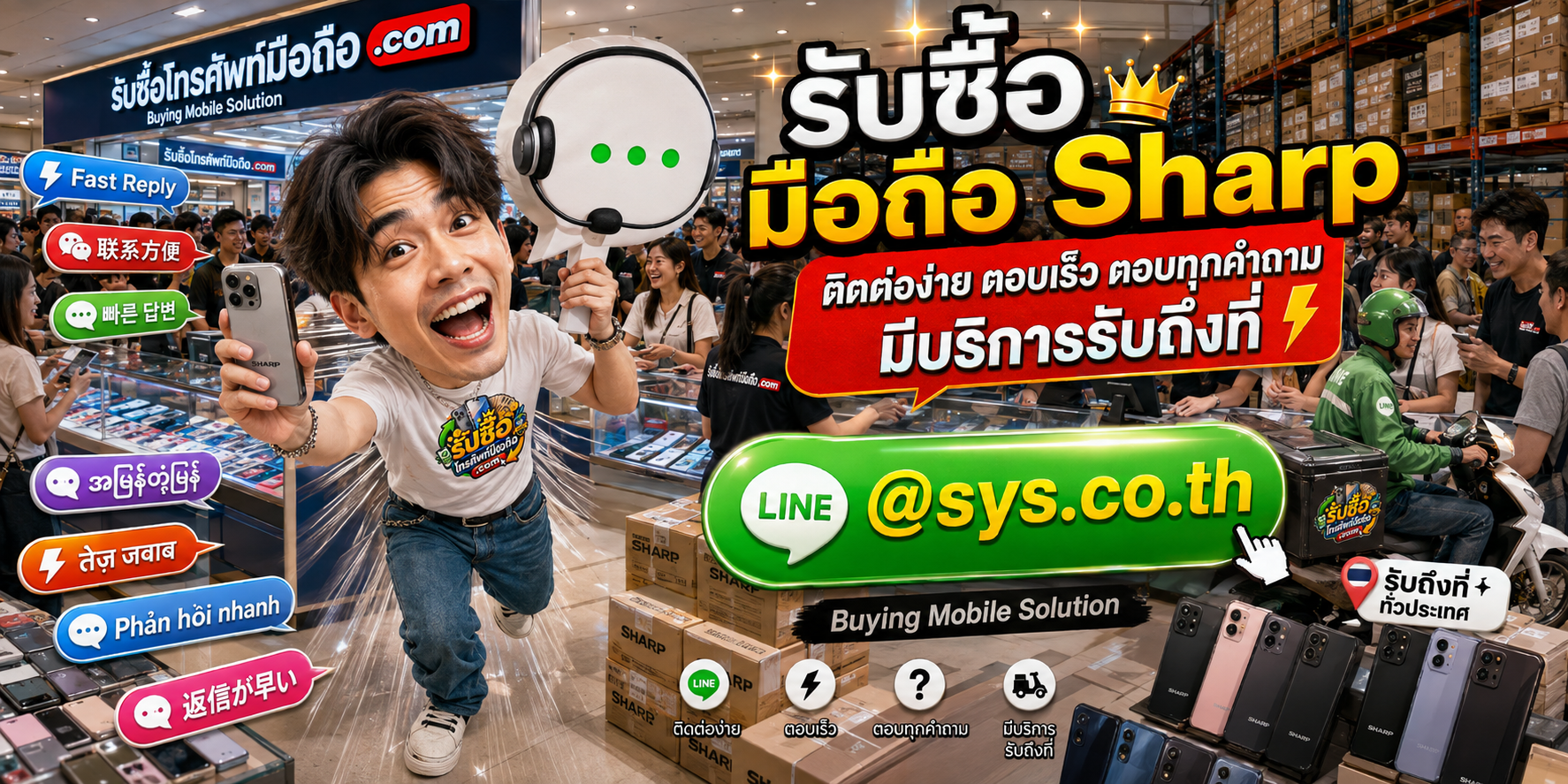 ติดต่อรับซื้อ มือถือ Sharp และ Sharp AQUOS ผ่าน LINE @sys.co.th