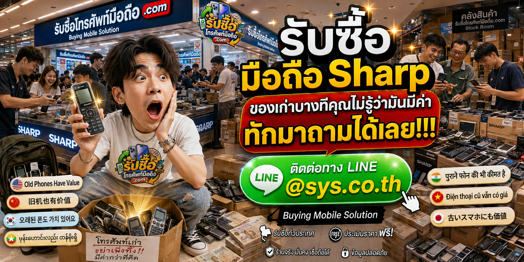 บรรยากาศโกดังไอทีและจุดรับซื้อ มือถือ Sharp พร้อมทีมงานตรวจประเมินเครื่อง