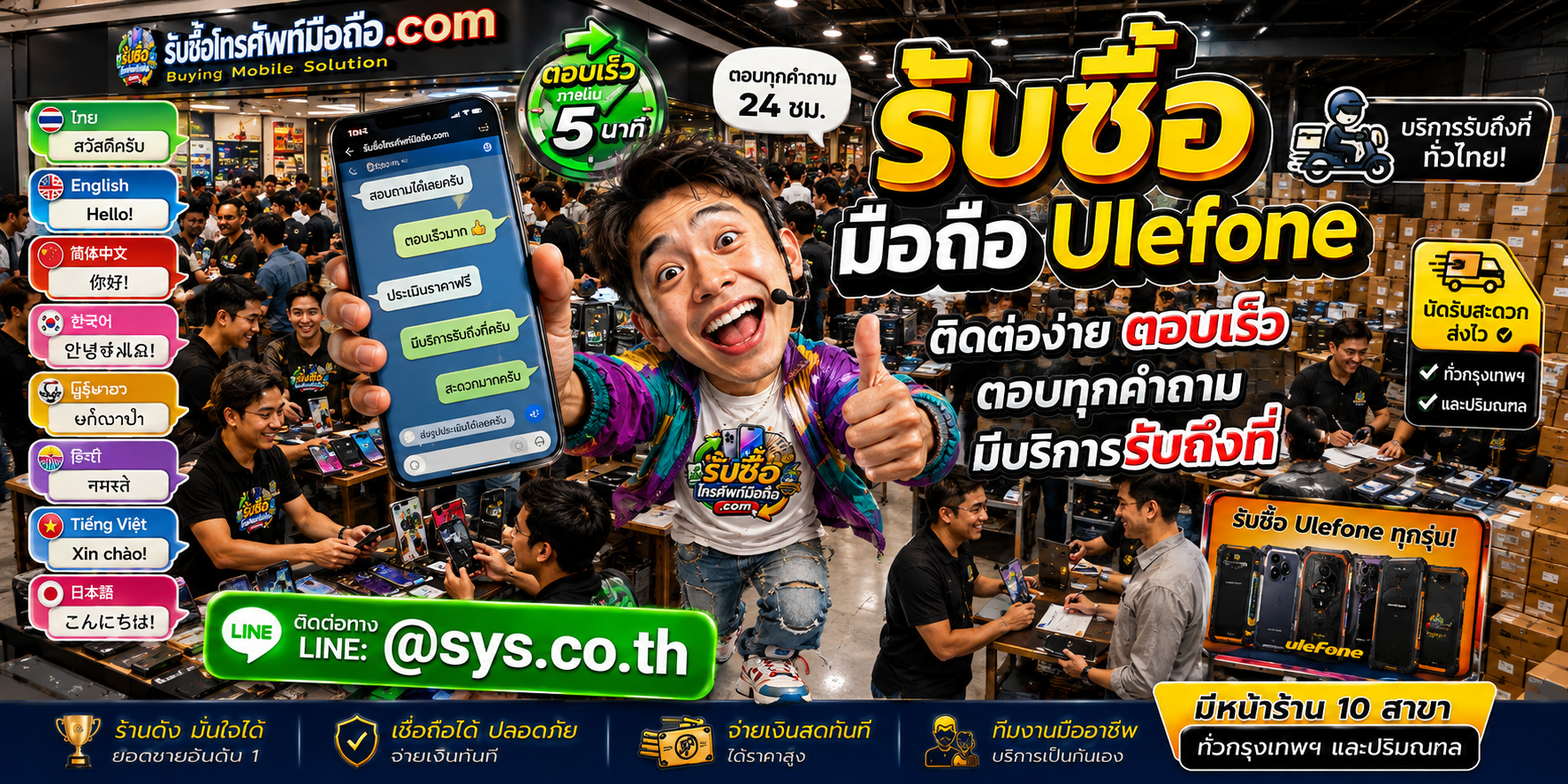 ติดต่อรับซื้อ มือถือ Ulefone ผ่าน LINE @sys.co.th