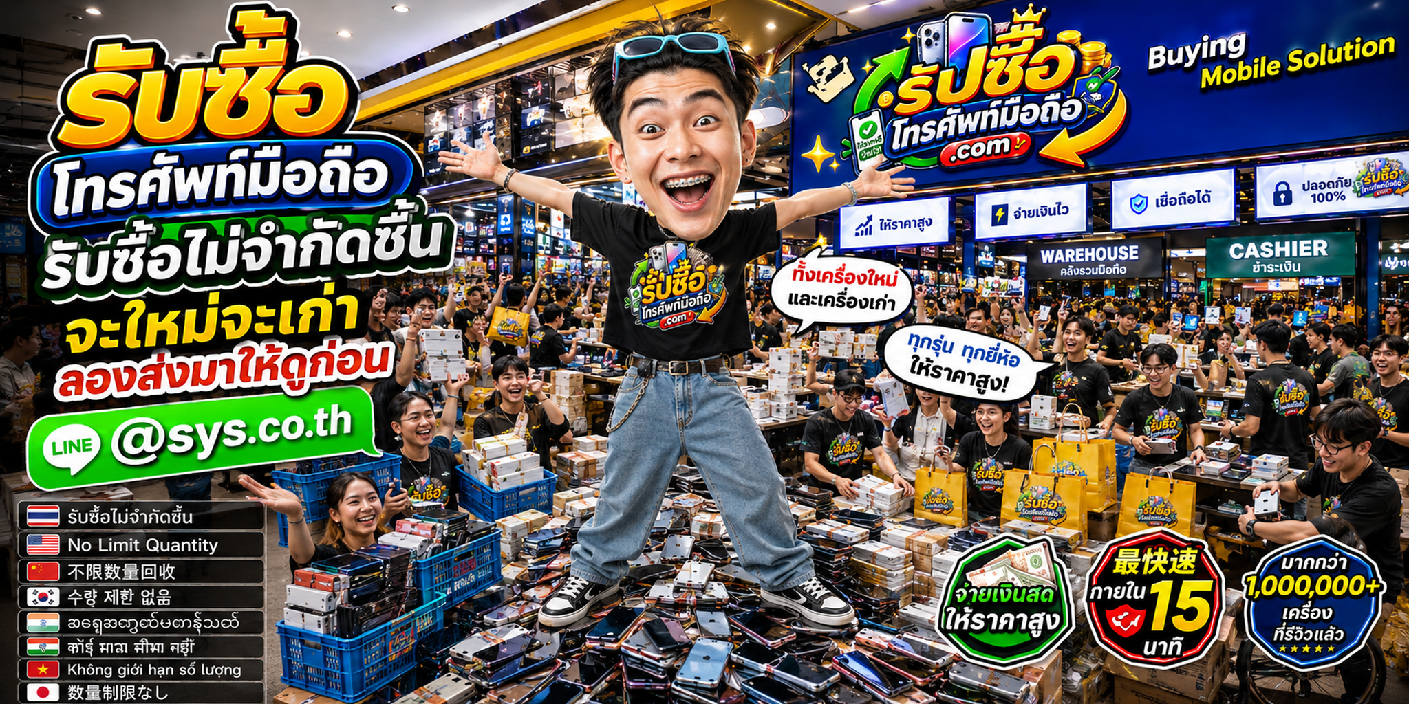 รับซื้อโทรศัพท์มือถือจำนวนมาก ประเมินไว และติดต่อผ่าน LINE @sys.co.th